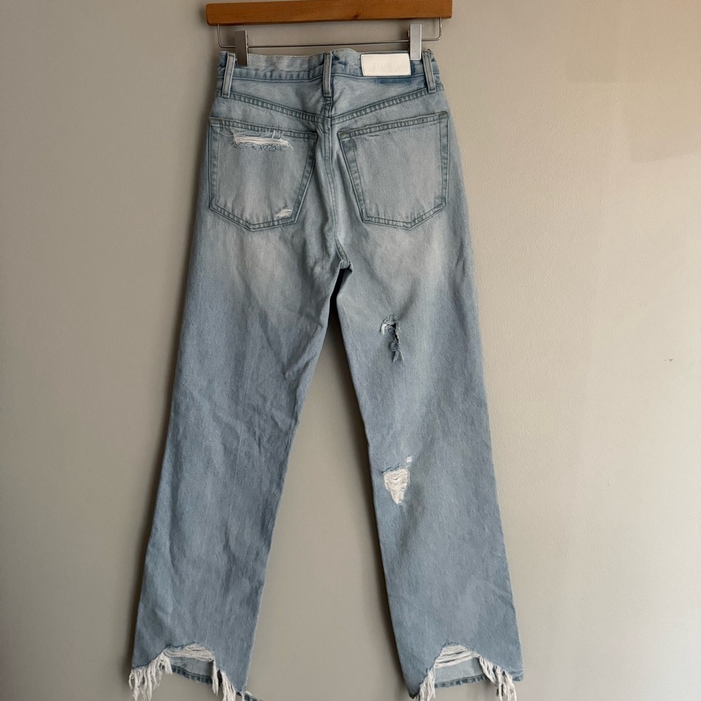 Re/Done Light Wash Distressed Straight-Leg Jeans - Picture 3 of 9